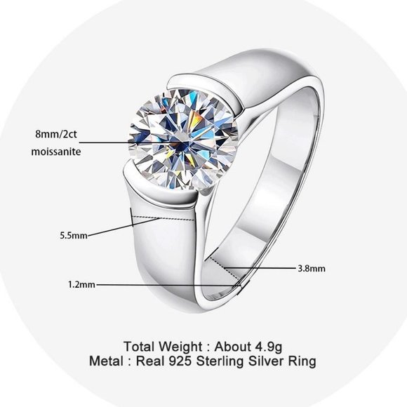 #Certified 2 ct. t.w. Moissanite Diamond Engagement Ring NEW - Picture 7 of 16